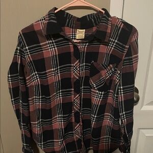 Faded Glory Red and Black Plaid Shirt